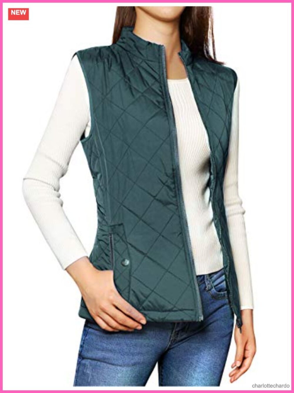 Women's Puffer Vest Sleeveless Lightweight Zip Up Quilted Padded Gilet